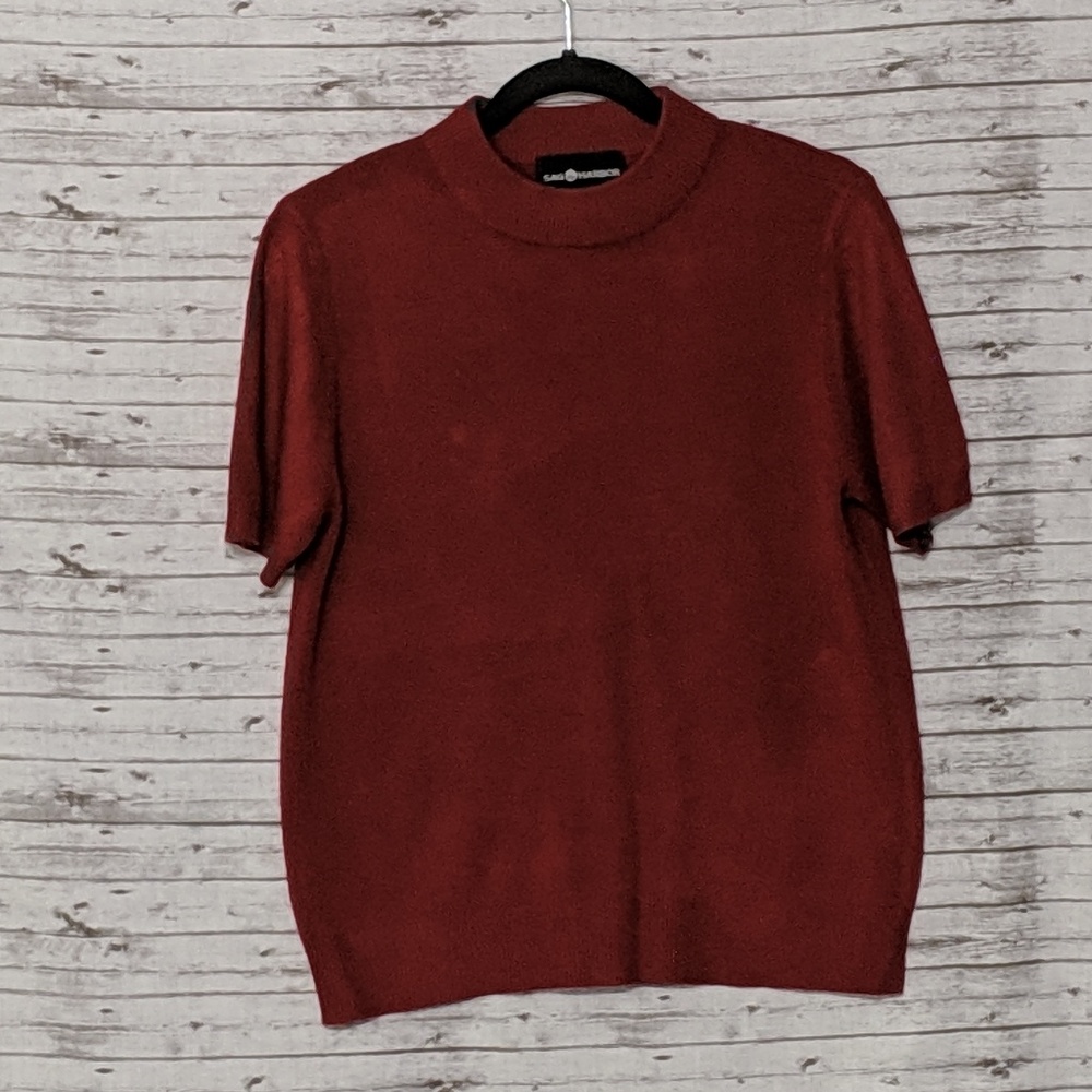 🦋 Sag Harbor women SZ:S Red short sleeve sweater